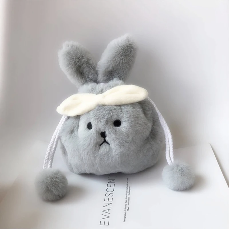 

Милые меховые косметички TY в виде кролика для женщин, мягкая дорожная Портативная сумка для хранения по уходу за кожей, косметичка, органайзер, плюшевые однотонные сумочки