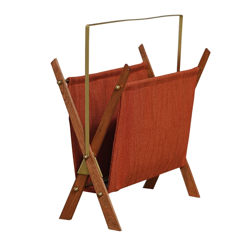 

Magazine Rack Storage High-capacity Standing Basket X-shaped Wooden Sticks Organizer for Magazines, Records, Newspapers, Book