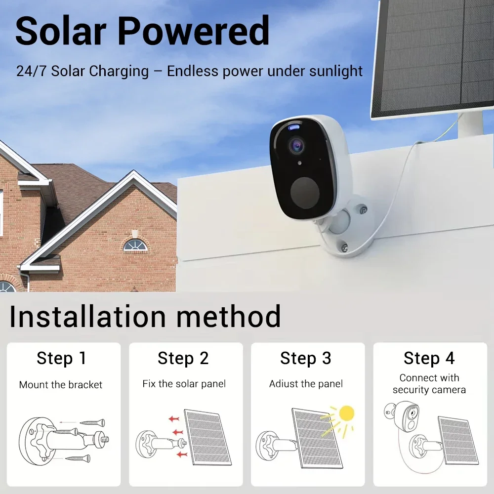 PEGATAH 4G 5MP Smart Home Camera Wireless Outdoor Solar Energy Battery Powered Cam PIR Motion Alarm Cloud Storage Camera