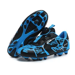 Kids Outdoor Soccer Cleats - Professional Grass Training Football Boots - 37 (Blue FG Shoes)