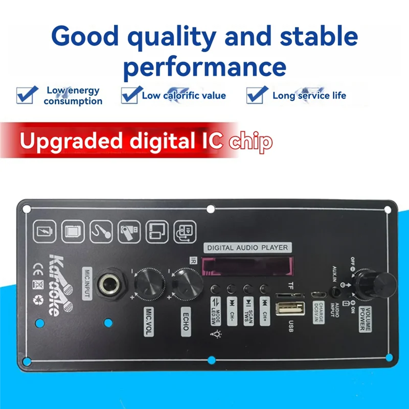 ABJA-Bluetooth Audio 15W Amplifier Board With FM BT Audio Portable Speaker 5V Karaoke Power Amplifier Board MP3 Amplifier - 3