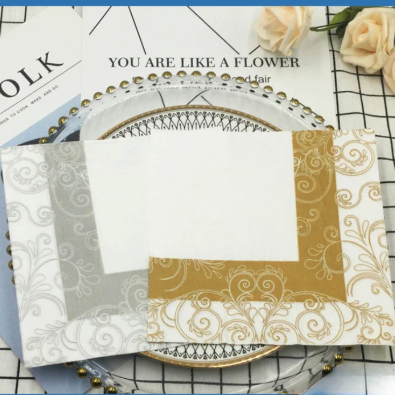 European Lace Colourful Printed Napkins Hotel Wedding Party Folding Paper Napkin Mouthcloths 20pcs Pac 2 Ply 33cm Two Colours
