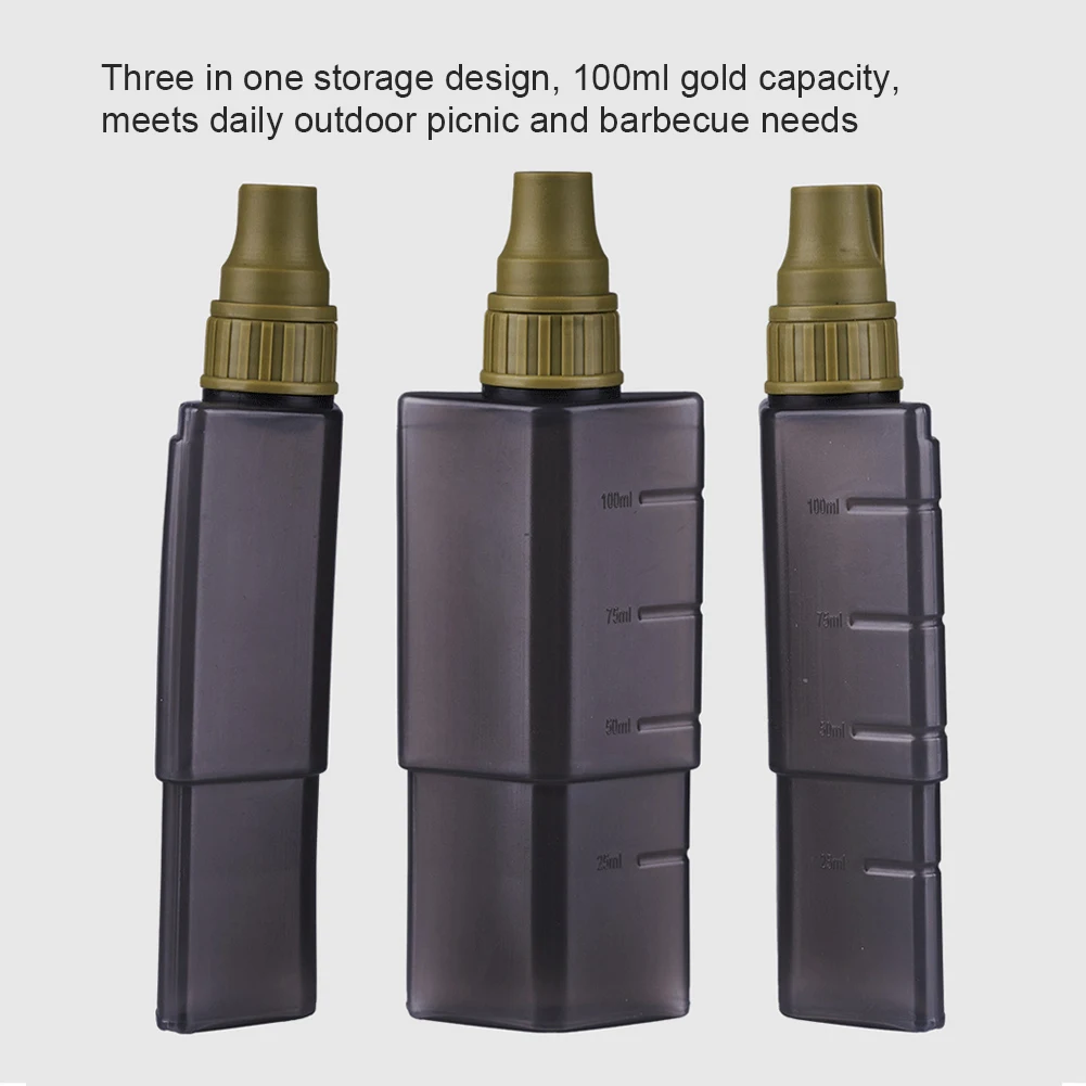 3 In 1 100ml Camping Seasoning Dispenser Bottle Small Camping Oil Bottle Dispenser for Camping BBQ Picnic Travel