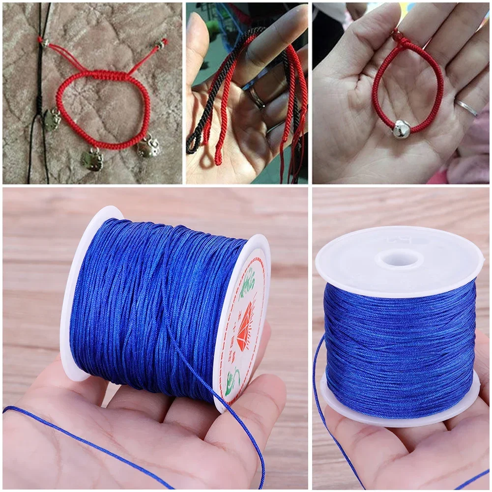 45M/Roll 0.8mm Jewelry Bead Thread Chinese Knot Macrame Cord DIY Bracelet Weaving Making Tassels Accessories