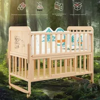 Lit pour enfants en bois massif, berceau Convertible pour tout-petits, berceau Portable, finition non toxique, matelas réglable, assemblage facile 1