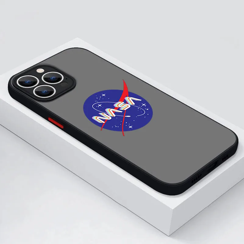 thumbnail image 1 of Funda de teléfono para iPhone 15 Pro XS Max 14 7 8 6 6s Plus SE 11 12 13 Mini X XR NASA-USA, cubierta translúcida negra esmerilada, 1 of 5