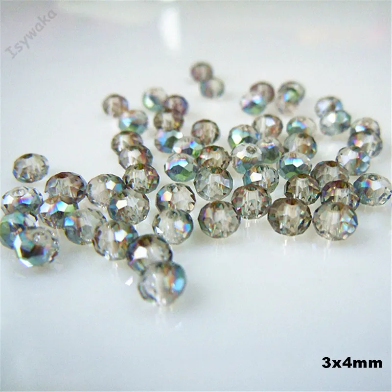 Isywaka Hot Light Green Faceted Crystal Glass Rondelle Spacer Beads for Jewelry Making, 125pcs