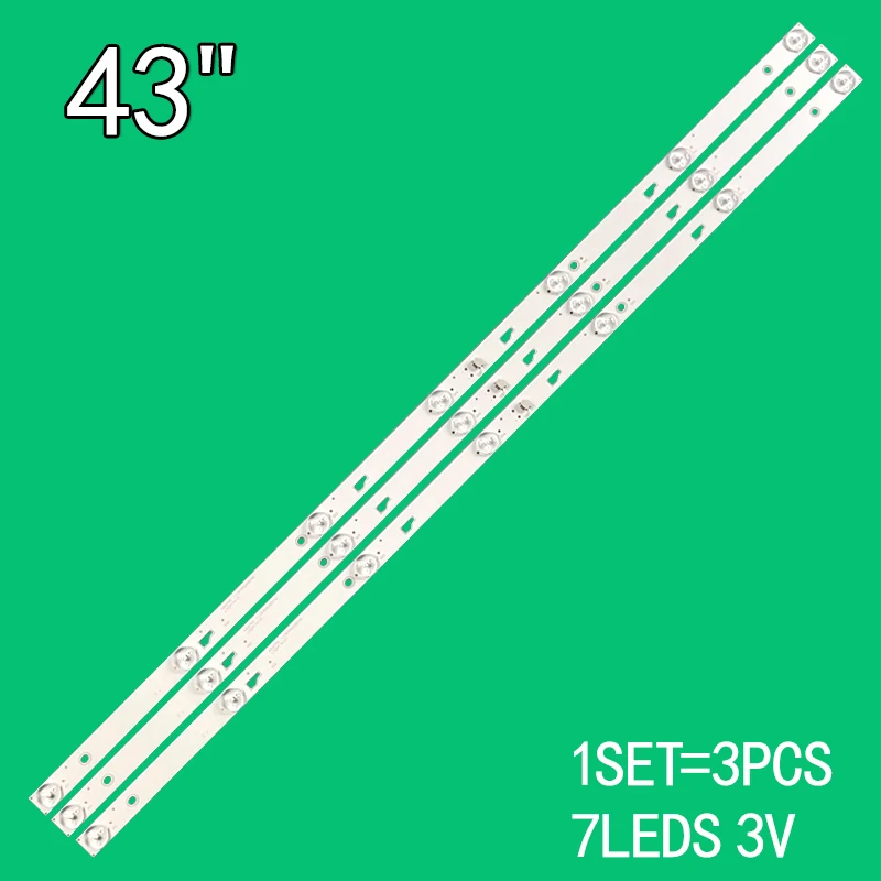 

3-piece 7LED 755mm LED backlight for TCL 43 inch TV accessory 43D2700 43HR332M07A0 V2 4C-LB430T-HR1CK LC430DUY SH A1 43A9000