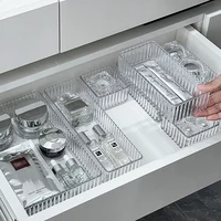 4/7PCS Acrylic Desk Drawer Organizers Set Clear Cosmetic Storage Box Makeup Organizer Transparent Storage Bin Bathroom Organizer 1