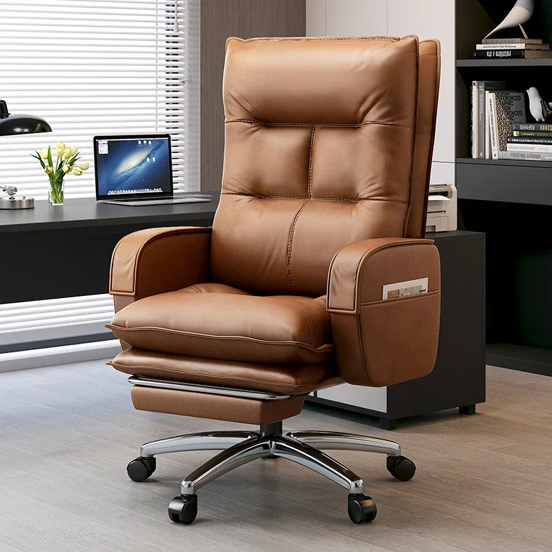 Luxury Leather Office Chair Cover Waterproof Computer Ergonomic Office Chair Wheels Design Silla De Oficina Furniture Decor