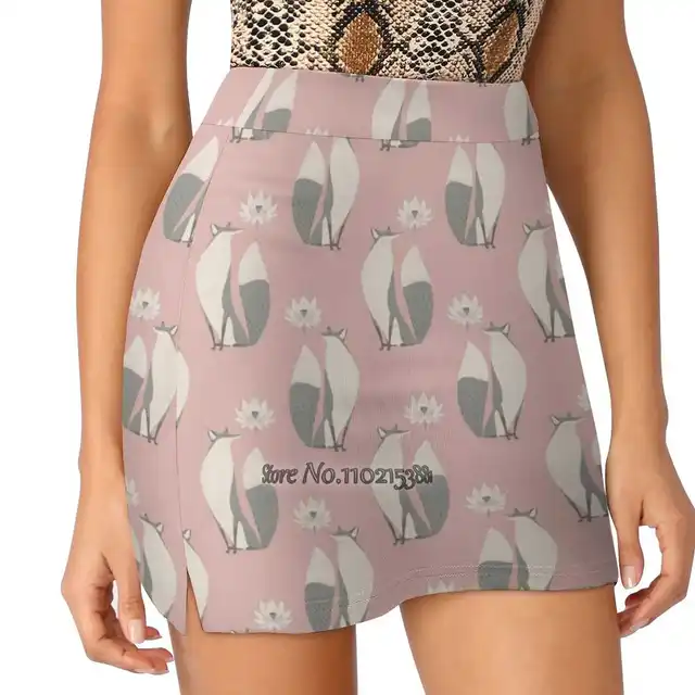 The Fox And The Lotus Flower S-4Xl Tennis Skirts Golf Fitness Athletic Shorts Skirt With Phone Pocket Fox Pink Powder Lotus