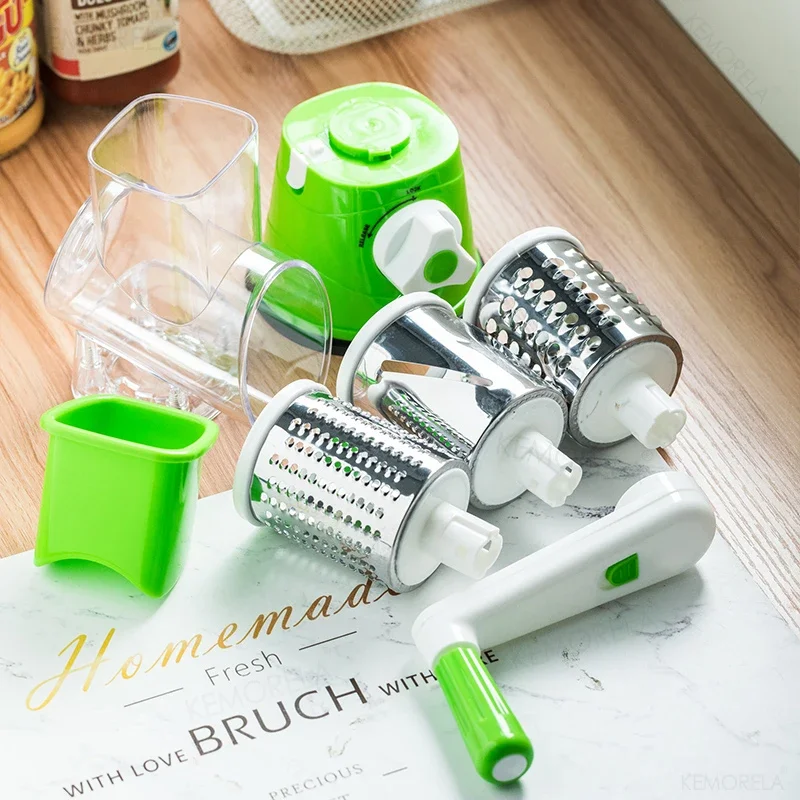3 in 1 Multifunctional Vegetable Cutter Kitchen Tool Rotary Grating Slicing Shredder Hand-cranked Potato Shredded Kichen Tools