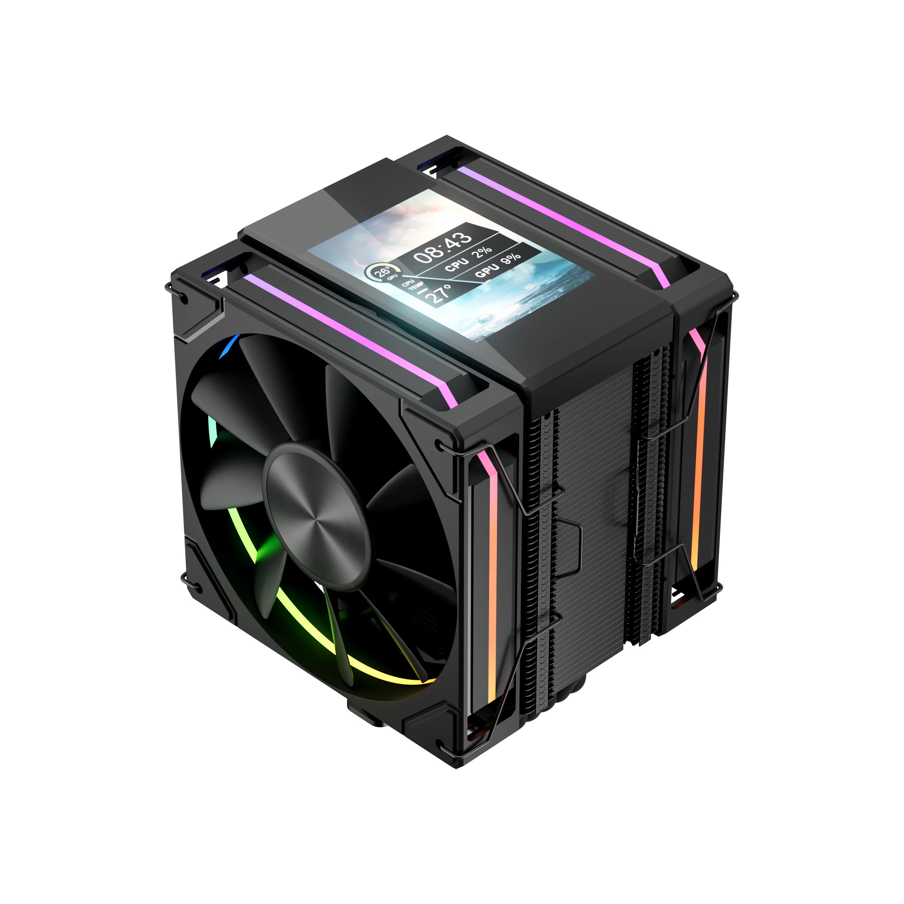 Power Train X-GAMERX MK8 CPU Cooler LCD Screen Dual Fan Tower 6