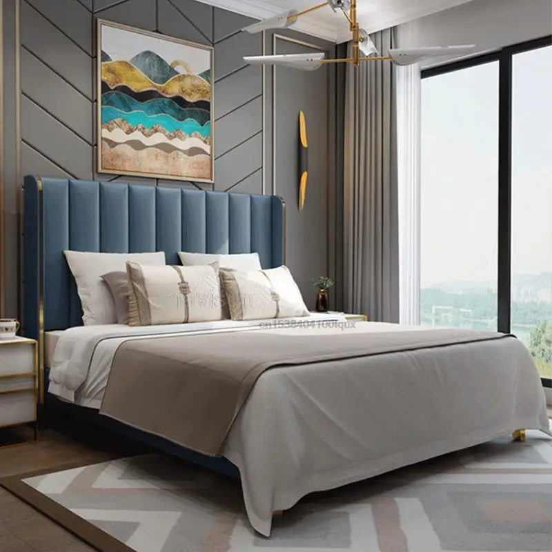 European Style Solid Wood King And Queen Size Bed For Bedroom Furniture Comfortable Upholstered High Quality Double Bed Set