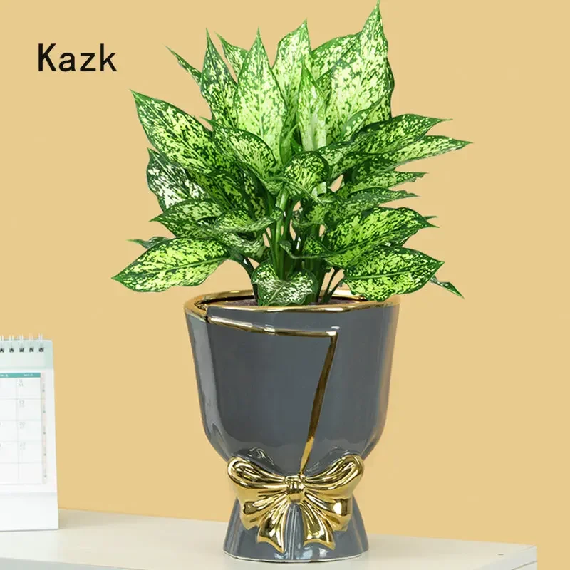 Creative Bowknot Ceramic Vase Nordic Light Luxury Living Room Tabletop Apparatus Ikebana Plant Pots Decorative Home Accessories 4