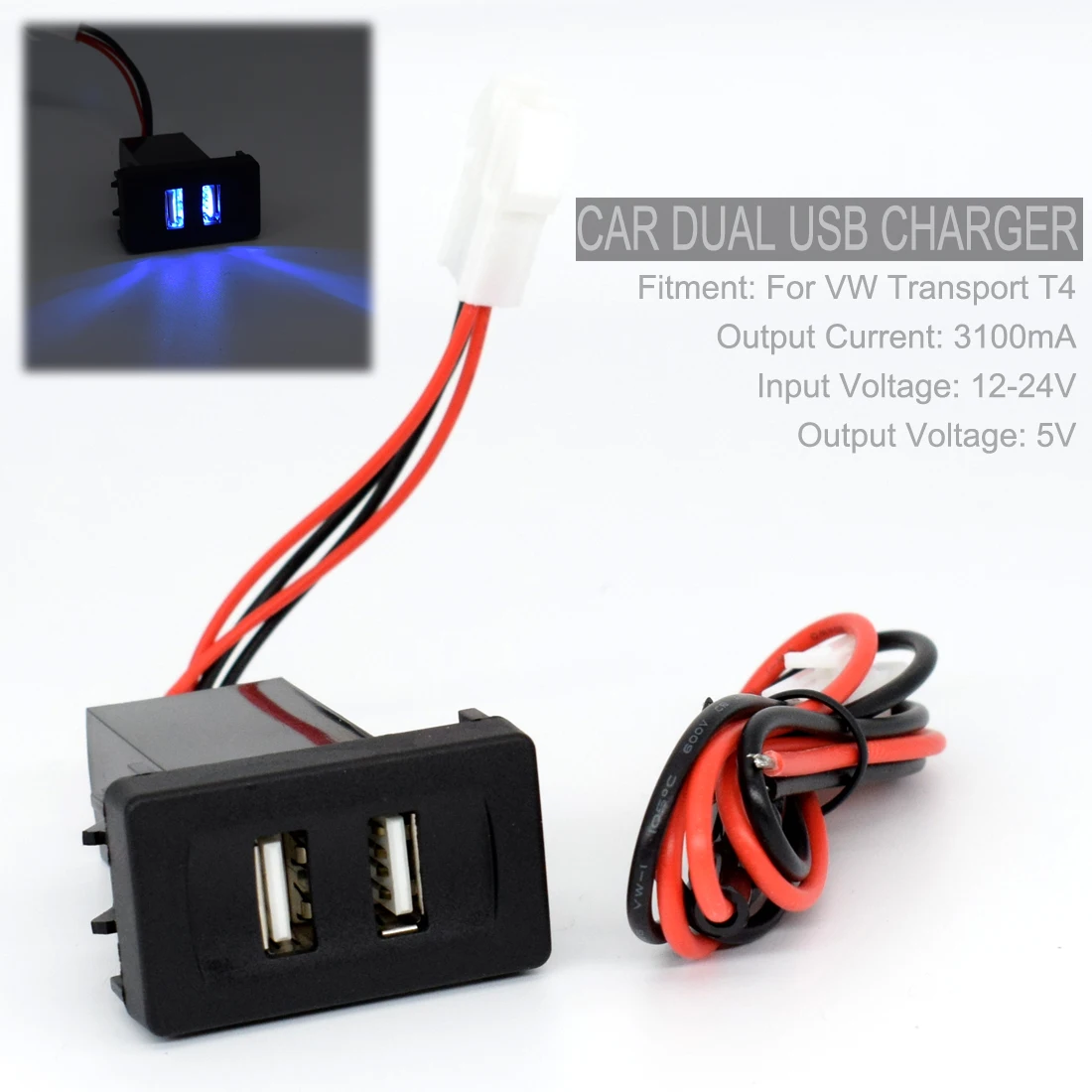 Auto Dual Usb Charger Veicolo Inverter Power Light 5V 2.1A 2 Porte Smartphone Per Volkswagen Transporter T4 Accessori Auto