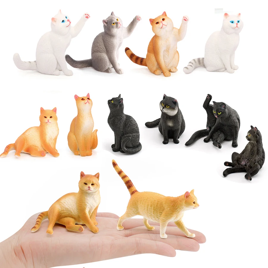Realistische Kunststoff Katze Kitty verschiedene Posen Figur Mini Katzen Haustier Modell Figuren Kuchen Topper Kätzchen Spielzeug Weihnachten Geburtstagsgeschenk
