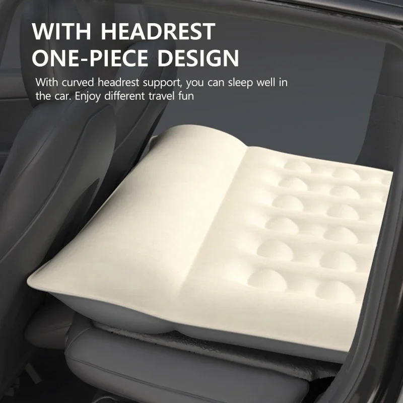 For Tesla Model Y-Car Air Bed Portable Rear Folding Inflatable Mattress for Camping with Flocking Surface and Air Pump