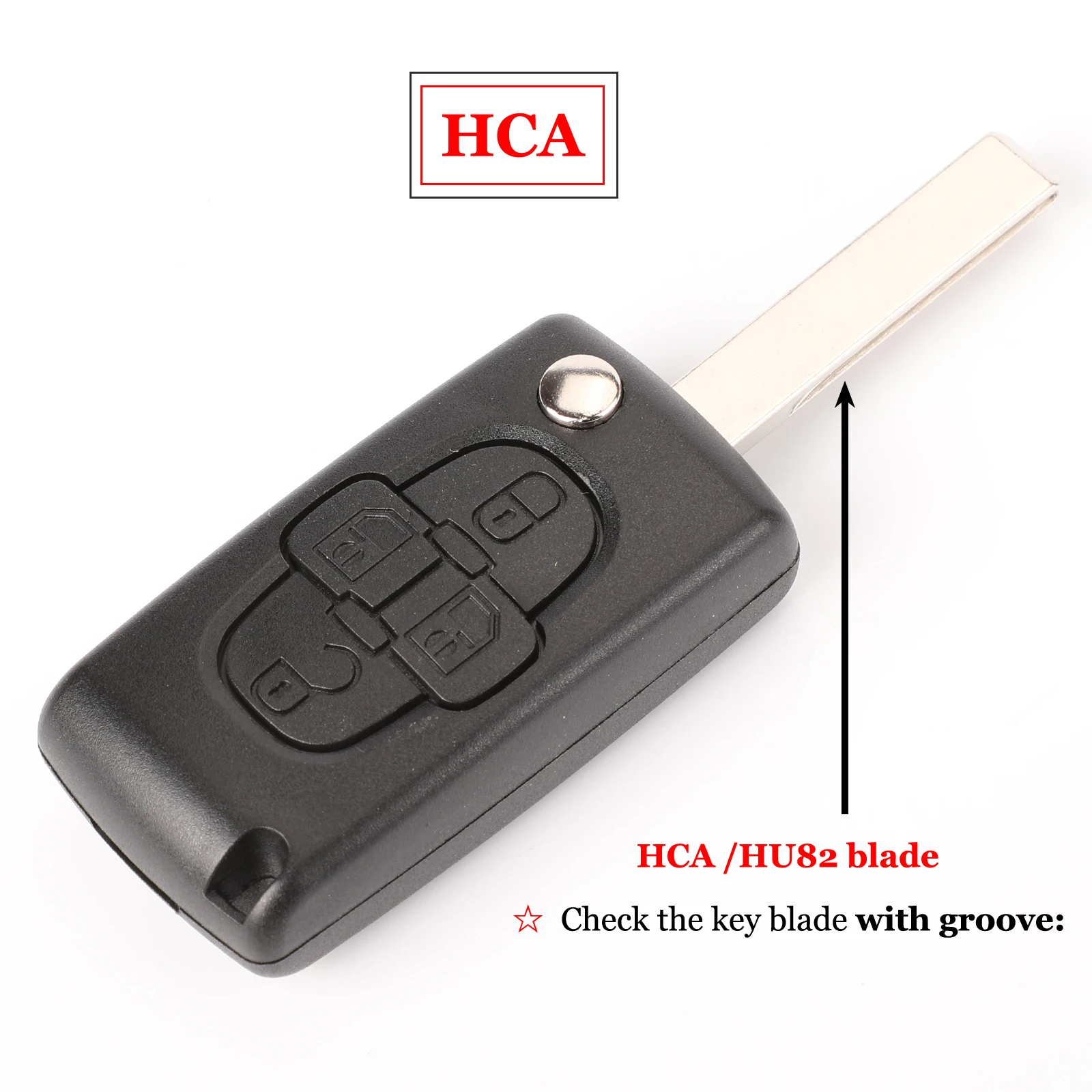 Jingyuqin 4-Button Remote Flip Car Key Shell Case Fob