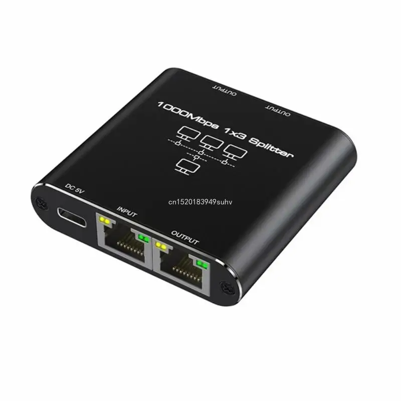 3 Port Gigabit Networking Splitter Hub, Fast Speed 1000Mbps Data Transfer Splitter for Computers and Gaming Consoles