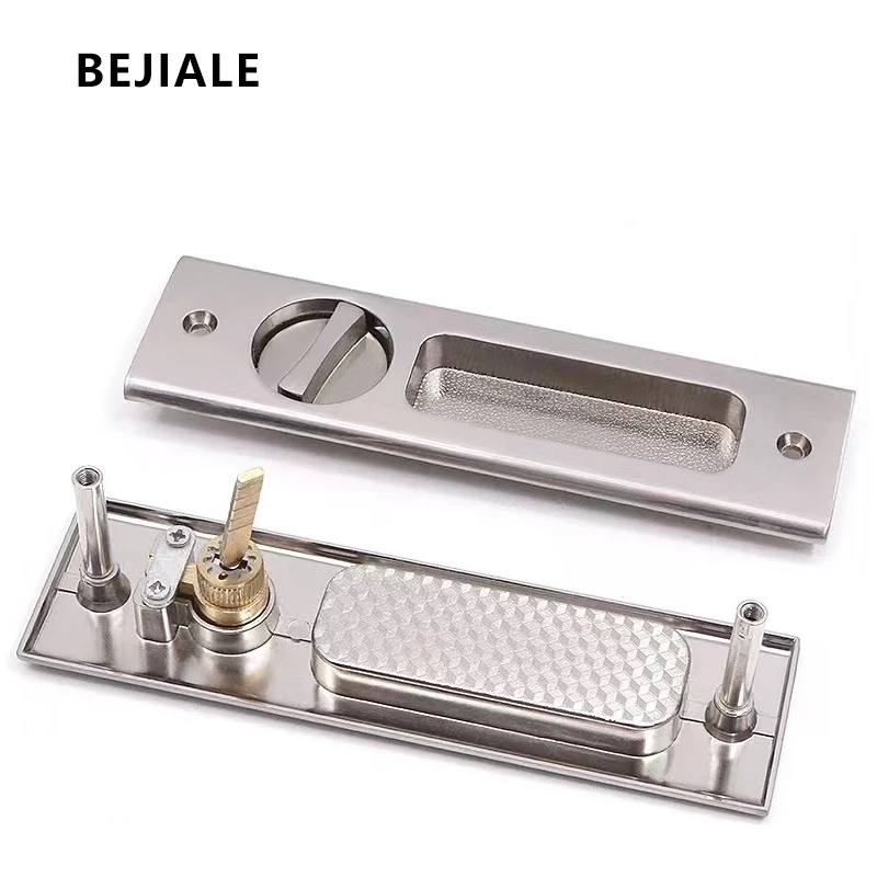 Kitchen Bathroom Sliding Door Lock Shift Door Lock Invisible Wooden Dark Black Shift Handle Trip
