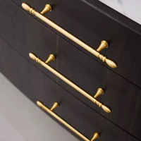 Poignées de rangement d'armoire de cuisine en laiton massif, boutons de tiroir, poignées de porte de placard, accessoires de cuisine en or, poignées de meubles 2