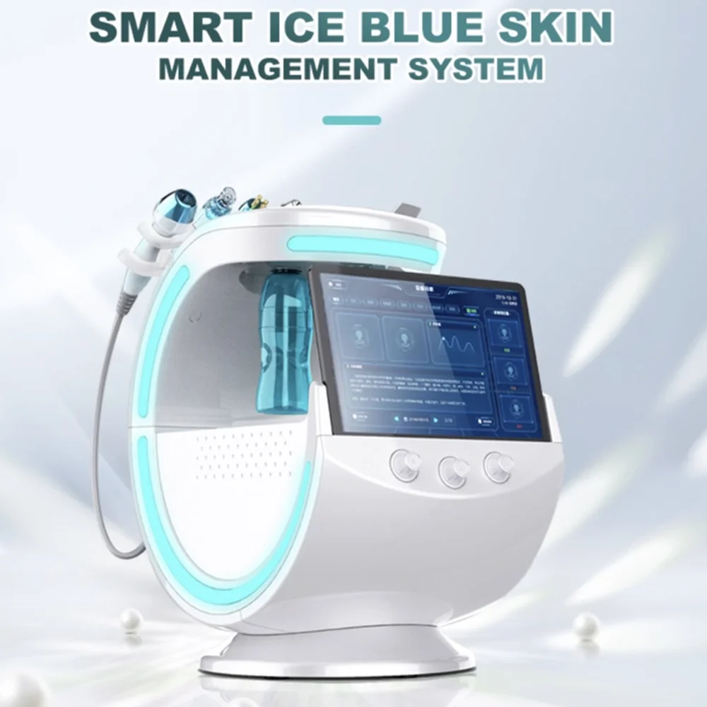 Smart Ice Blue 7 in 1 Hydro Oxygen Comprehensive Facial Machine Multifunction Skin Care Water Peeling Beauty Salon Equipment lcd module shunhang sh 788 marine multifunction satellite navigator gps lcd machines industrial medical equipment screen