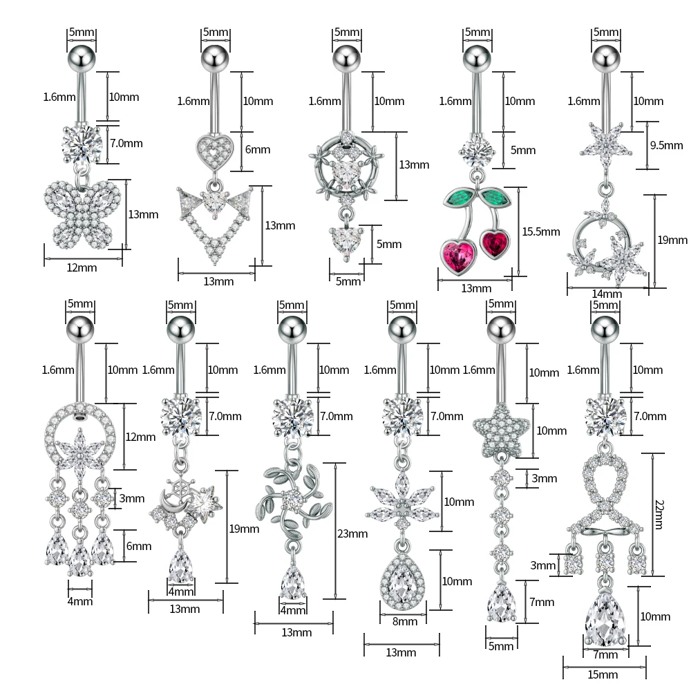 Belly Button Rings Jewelry 14G For Piercing