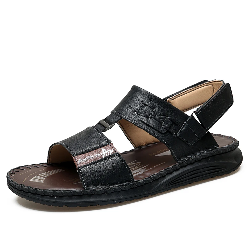Premium Leather Non-Slip Men's Beach Sandals - Comfortable Summer Classics