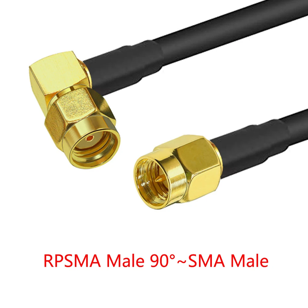 SMA-Stecker auf SMA-Buchse RG58 50 Ohm Kabel Koaxial-Verlängerungsstecker RPSMA-Stecker Jack rechtwinklig Crimp Messing RF – Detail 15