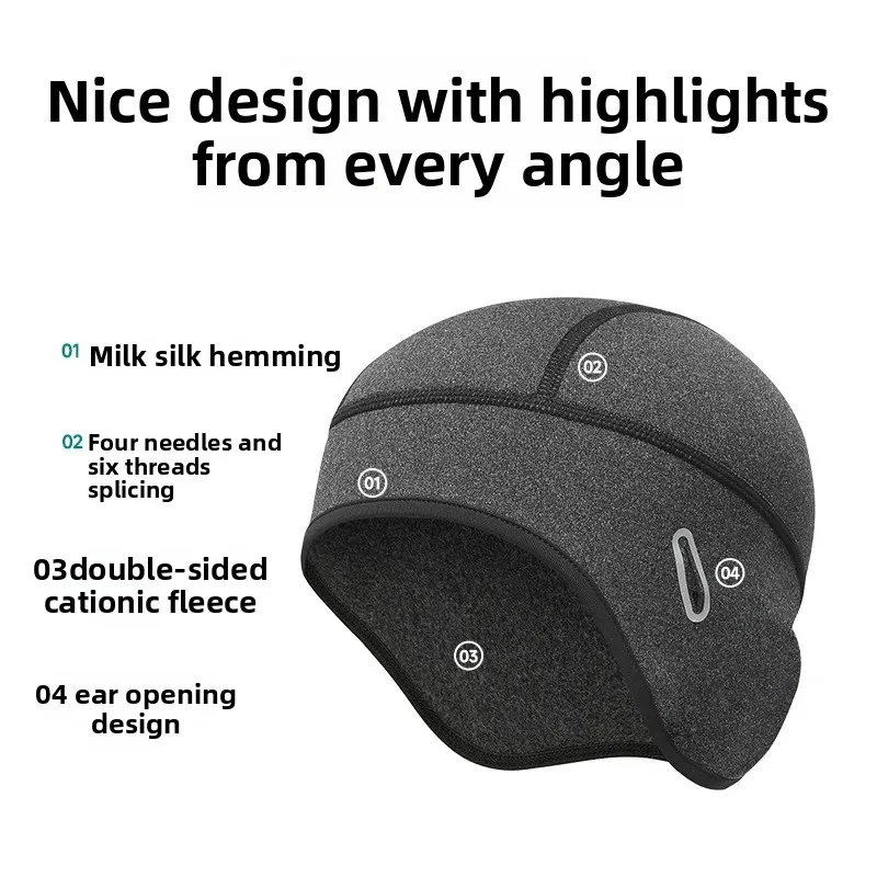 Winter Cycling Warm Cap MTB Helmet Liner Fleece Skull Hat Thermal Men Women Running Skiing Eyeglass Hole Windproof Headwear