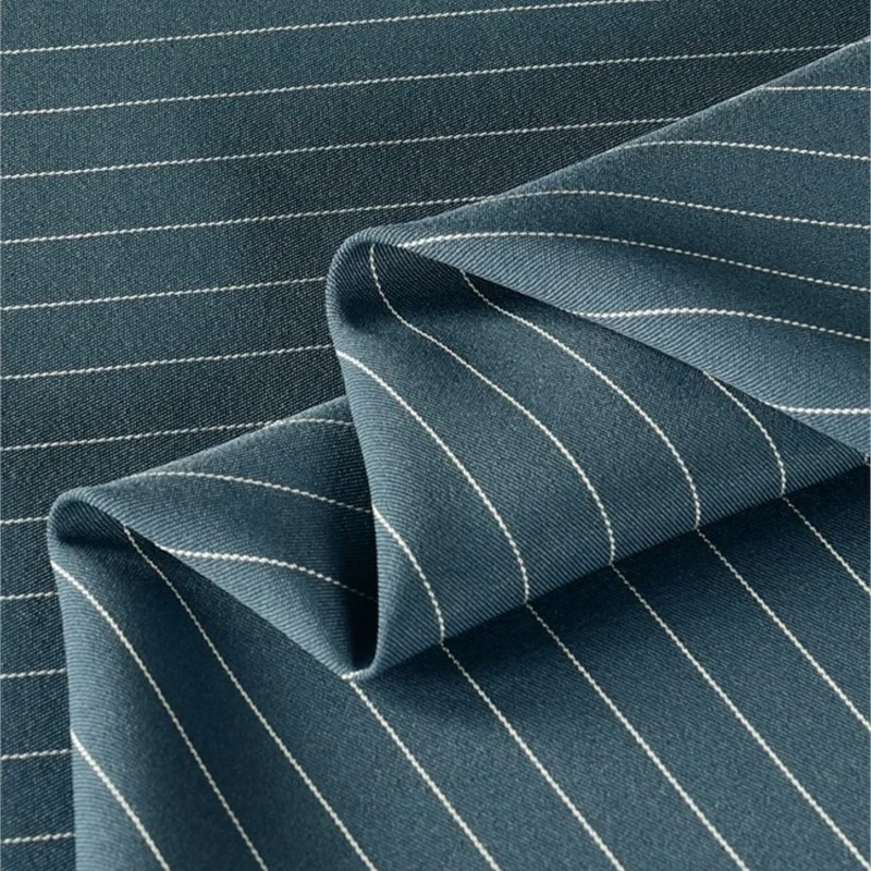 Blue Anti-Wrinkle Pendant Polyester Cotton Classic Striped Clothing and Dress Suit Vest Pants Fabric