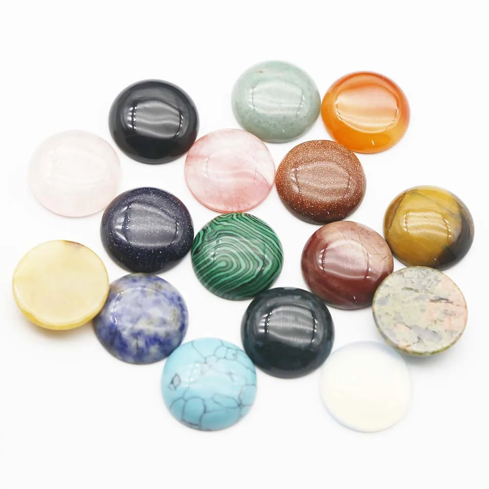 25MM Semicircle Precept Noodles Natural Agate Crystal Color Treasure Stone Semiround Bead Patch Inlaid Jewelry Accessories 12Pcs
