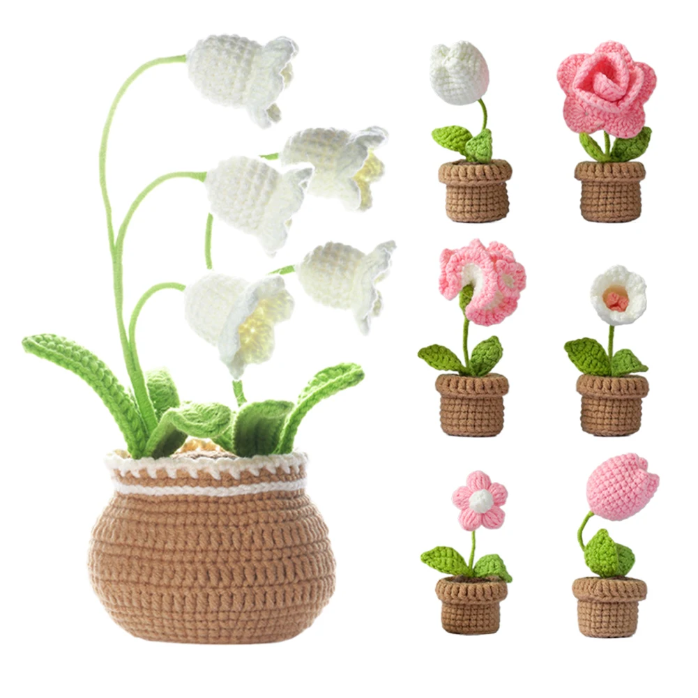 Cute Flower Crochet Starter Kit Creative Handmade Flower Knitted Kit Flowers Sewing Material Package DIY Knitting Supplies