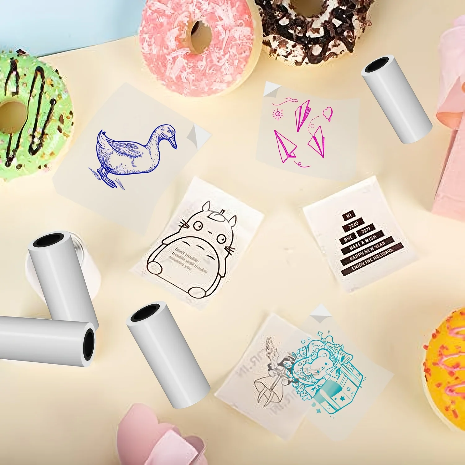 [Colorful Adhesive Paper] Transparent Adhesive Paper, Mini Printing Paper 57mm | Display Pink Blue Green Black, 57*25mm