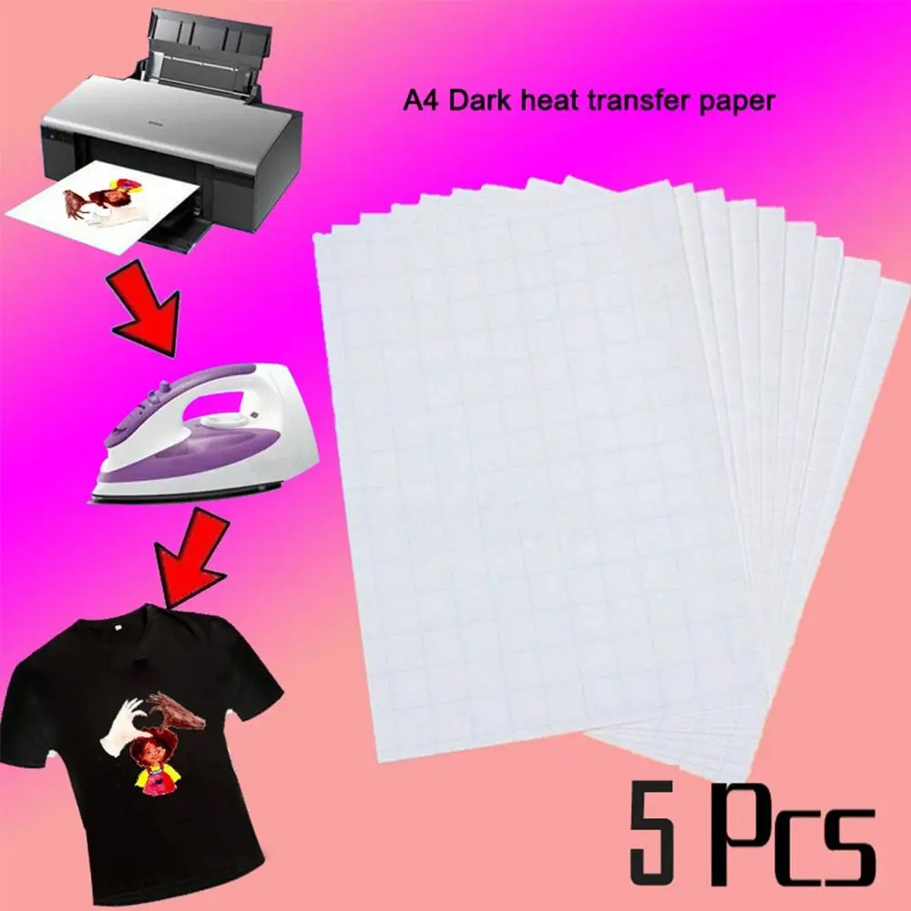 5Pcs A4 Light Dark Cotton Cloth DIY Iron Heat Press Print Paper T-shirt  Inkjet Sublimation Printing Paper Thermal Transfer Paper - AliExpress, image size:1000x1000