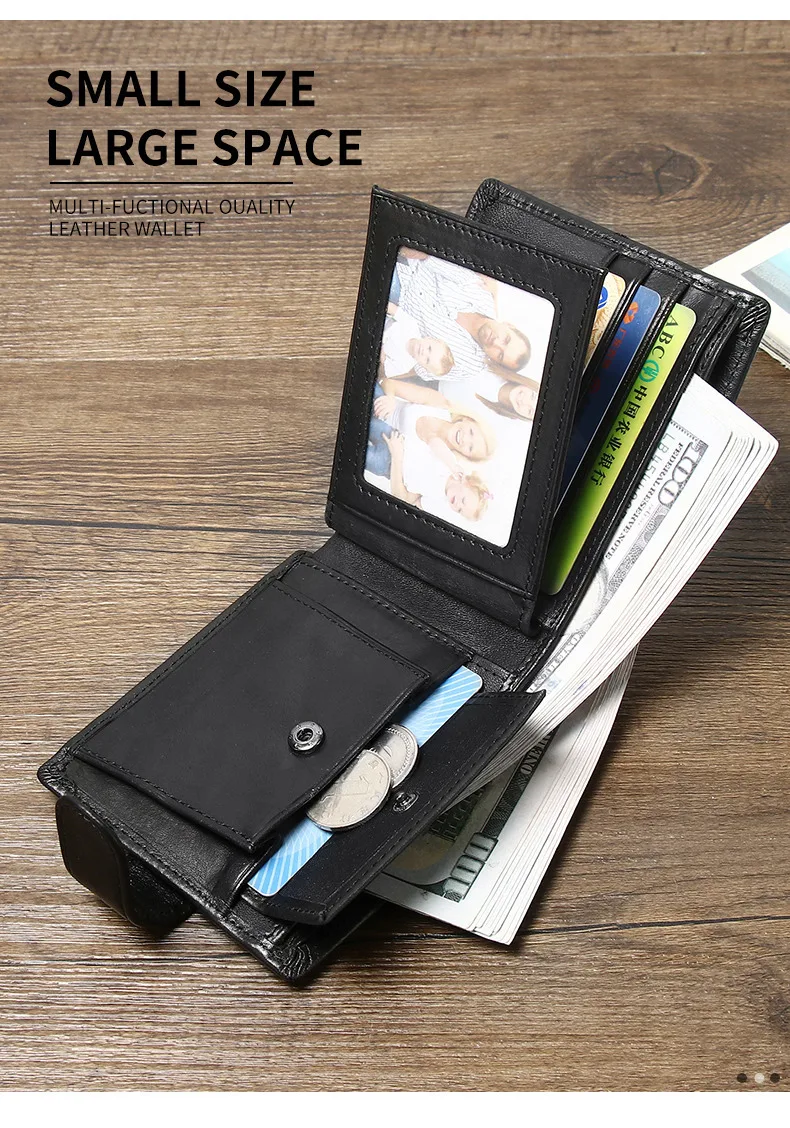 Fashion Genuine Leather Men Short Wallets - Uniqwear