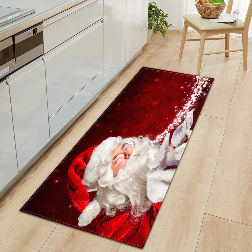 

Red Christmas Decoration Santa Claus Carpet Non-skid Easy To Clean Wide Application Skin Friendly
