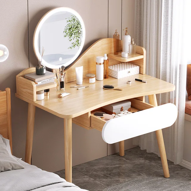 Bedroom Vanity Table with Mirror and Storage