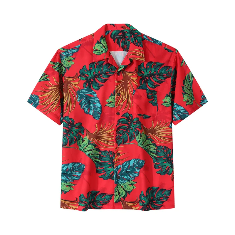 thumbnail image 1 of Camisas de verano con estampado 3D de palmeras para hombre, ropa de calle hawaiana de gran tamaño para playa, ropa de hombre a la moda, camisetas con solapa y botón, 1 of 5