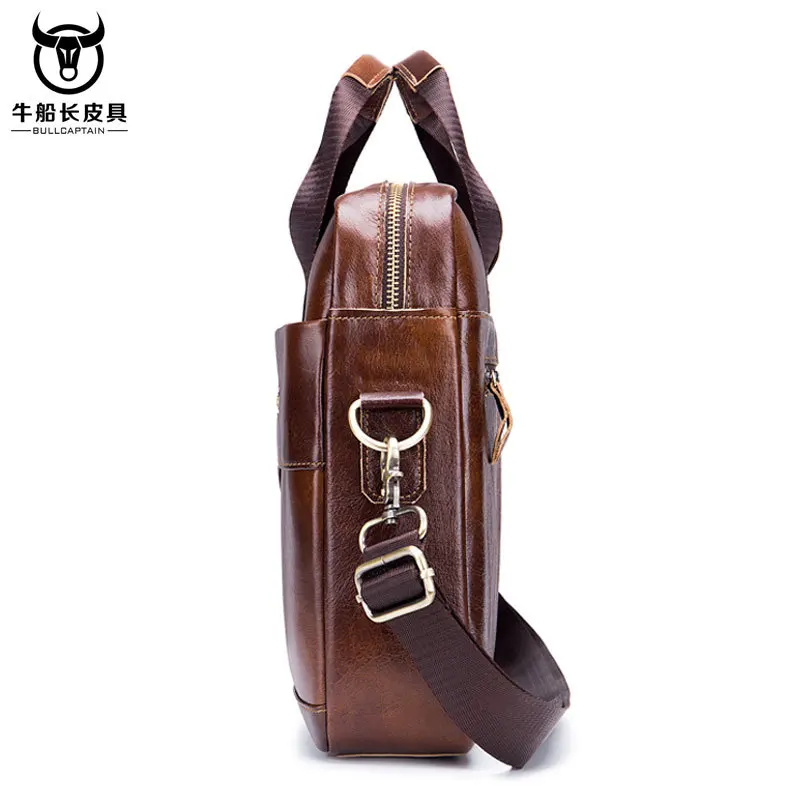 BULLCAPTAIN 2024 New Real Leather vintage men's messenger bag/casual Business bag Fashion cowhide male commercial briefcase