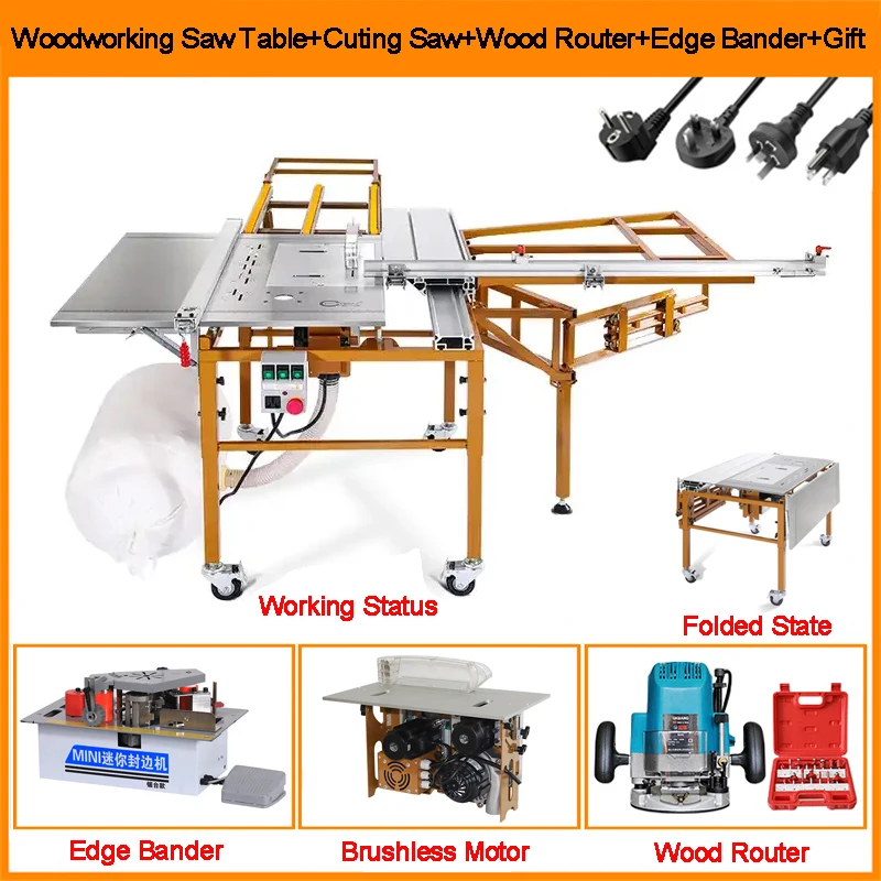 

Luxury Woodworking Set Portable Slide Table Panel Saw 45-90 Degree Cutting Machine Multifunctional Folding Woodworking Panel Saw