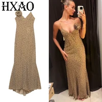 HXAO Slip Polka Dot Dress Woman 2025 Floral Sleeveless Elegant Women's Party Dresses Summer Backless Sexy Evening Dress Women
