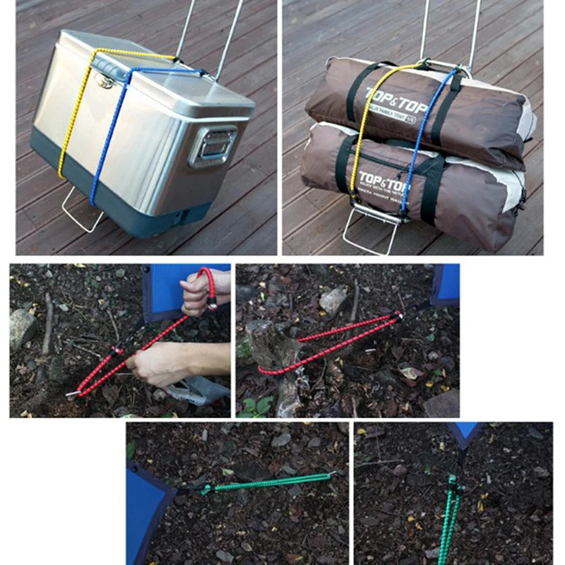 Luggage strap elastic ropes elastic straps 6pcs Elastic bungee cord set Luggage straps Rope hooks Stretch tie Outdoors 30cm/40cm/60cm