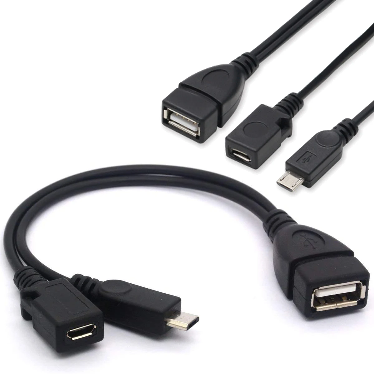 1 In 2 OTG Micro Usb Host Power Y Splitter Usb Adapter To Mirco 5 Pin Male Female Cable Durable Micro USB OTG Cable
