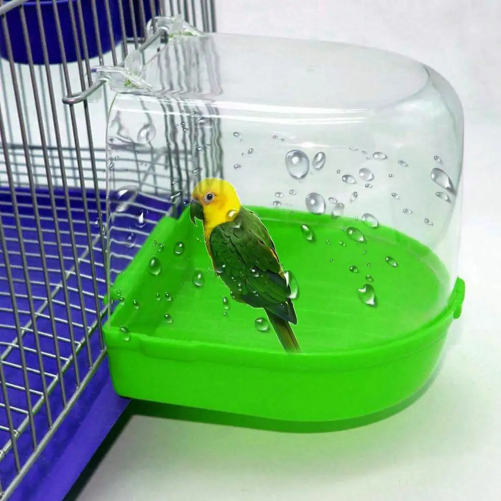 Plastic Hanging Bowl Pet Cage Bird Water Bath Box Bathtub For Parakeet Love Bird Birdbath Accessory