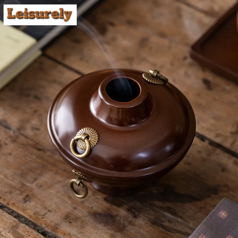 Ceramic Imitation Hot Pot Incense Holder Incense Waterfall Incense Burners Meditation Censer Tea Services Accessories Ornaments