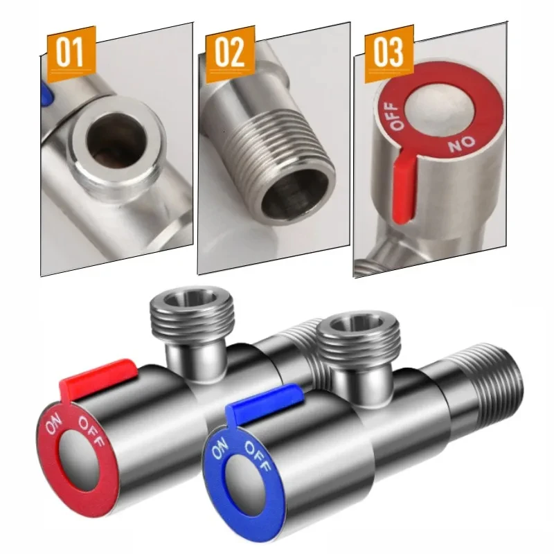 Stainless Steel Hot Cold Inlet Valve Toilet Filling Angle Valves Sink Basin Water Heater Faucet for Kitchen Bathroom Accessories