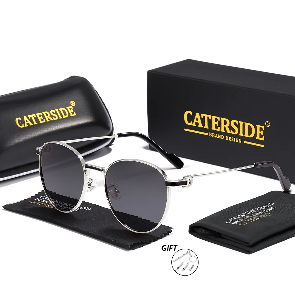 CATERSIDE Unisex runde Pilotenbrille mit individuellen runden Gläsern, verschreibungspflichtige Brillen für den Außenbereich, Myopie- und Hyperopie-Brillen – Detail 9