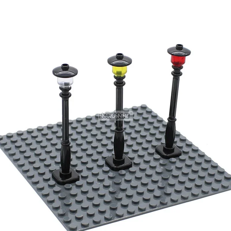 Marumine MOC Bricks Retro Street Light Lamp 10PCS City Park Road View Building Blocks Assembles Particles Parts 11062 4740 3626 3
